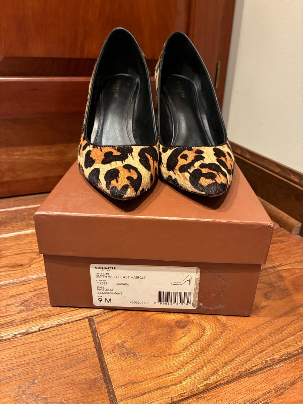 Coach Smith Wild Cat  Haircalf Pointed-Toe Pumps - 9